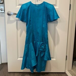 Vintage 80s Prom Dress Turquoise Size 4